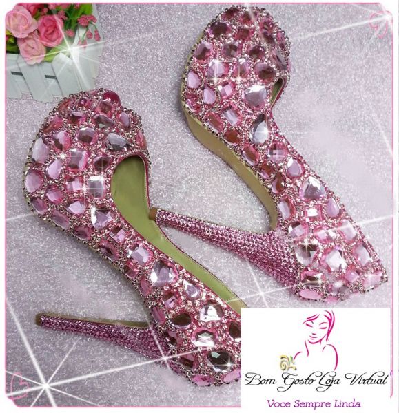 Peep Toe Pink Swarovski